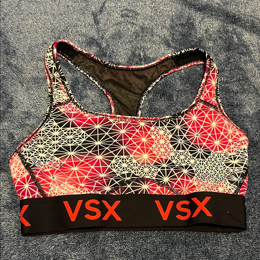 VSX Women's Dynamic Geometric Sports Bra - Black and Pink